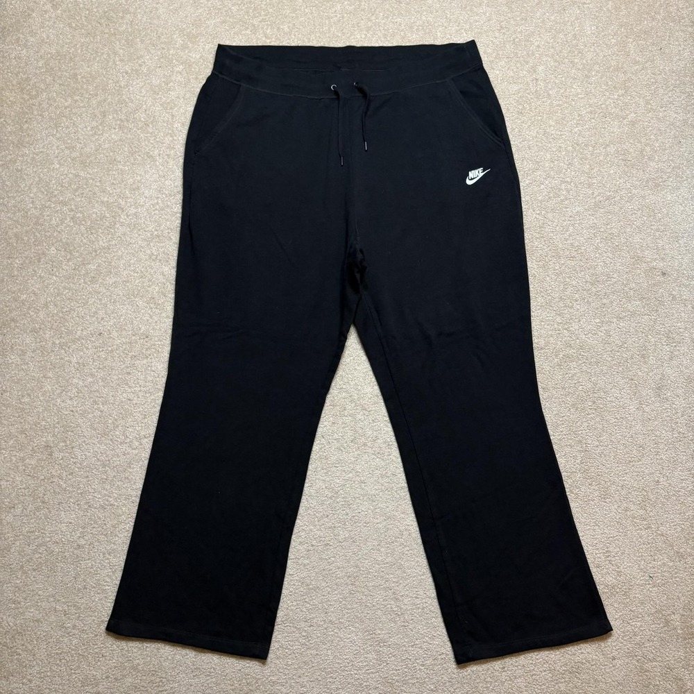 Nike Sweatpants Womens 2X Black Fleece Relaxed Baggy Wide Leg Lounge Gym Pants